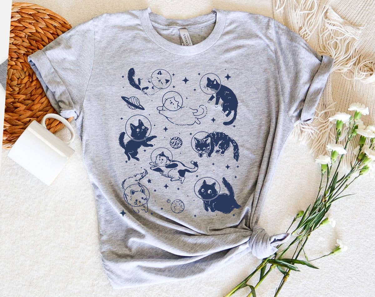 Cats Floating in Space Cute Funny Cat Parody - Adult & Kids T-Shirts, Sweatshirts & Hoodies apparel design preview 1