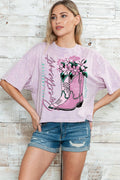 Women Floral Boots Graphic Print Mineral Wash Top - Adult & Kids T-Shirts, Sweatshirts & Hoodies apparel design preview 1