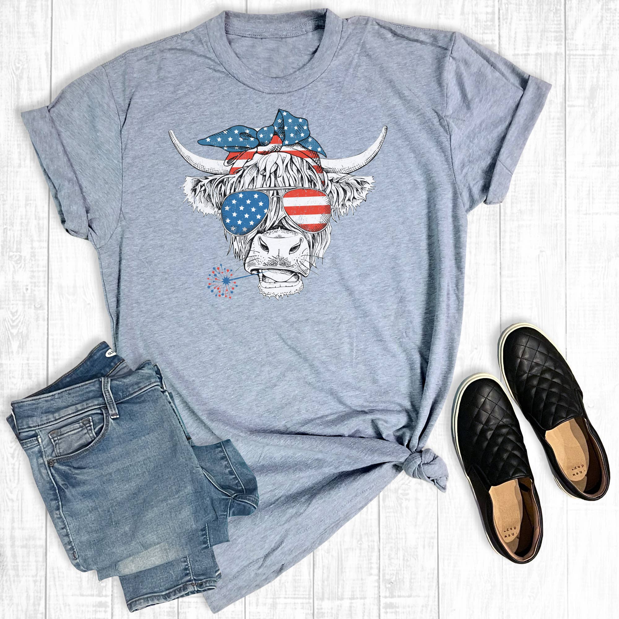 July 4th Sunglasses Cow - Adult & Kids T-Shirts, Sweatshirts & Hoodies apparel design preview 1
