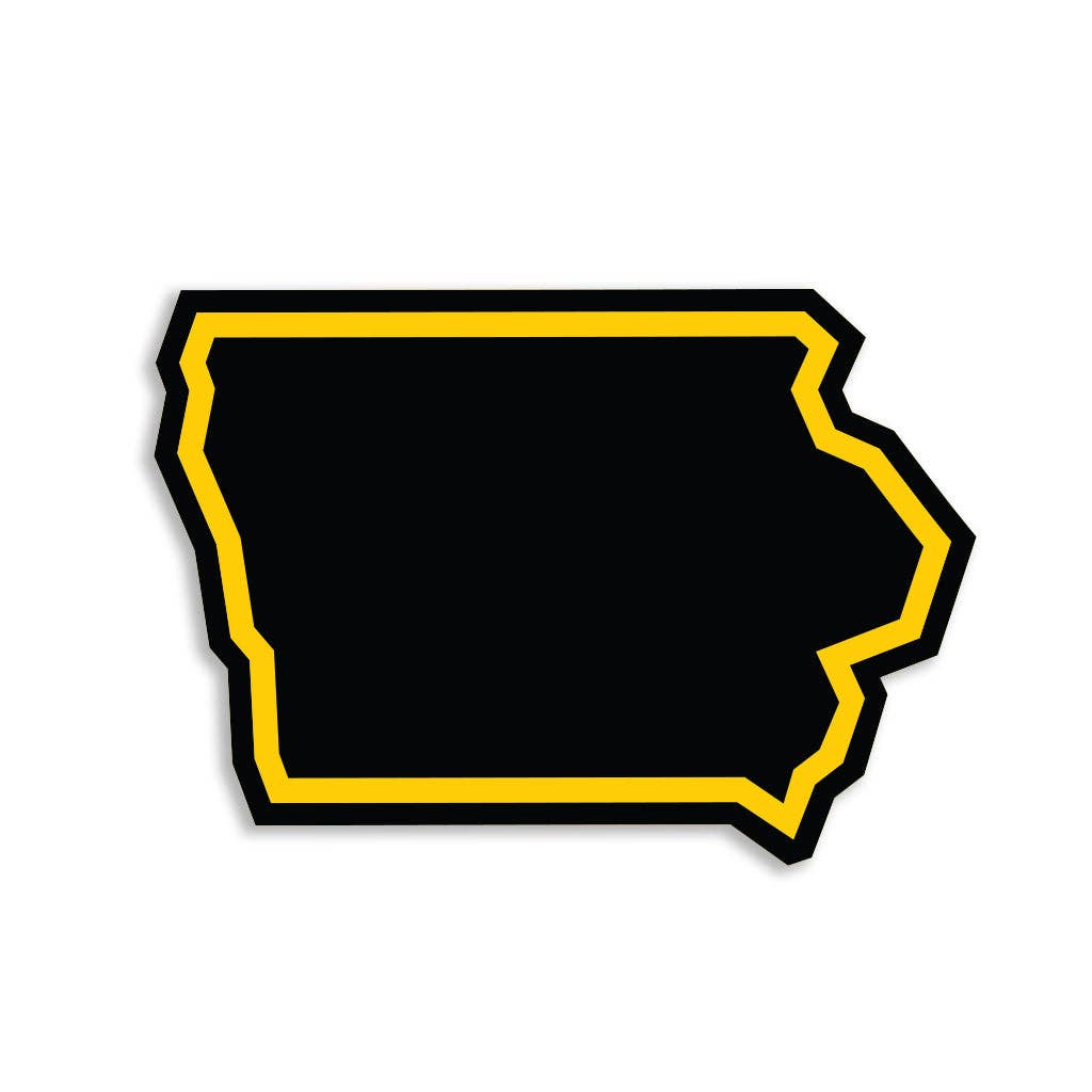 Iowa Outline Black Gold Die-Cut Sticker - Adult & Kids T-Shirts, Sweatshirts & Hoodies apparel design preview 1