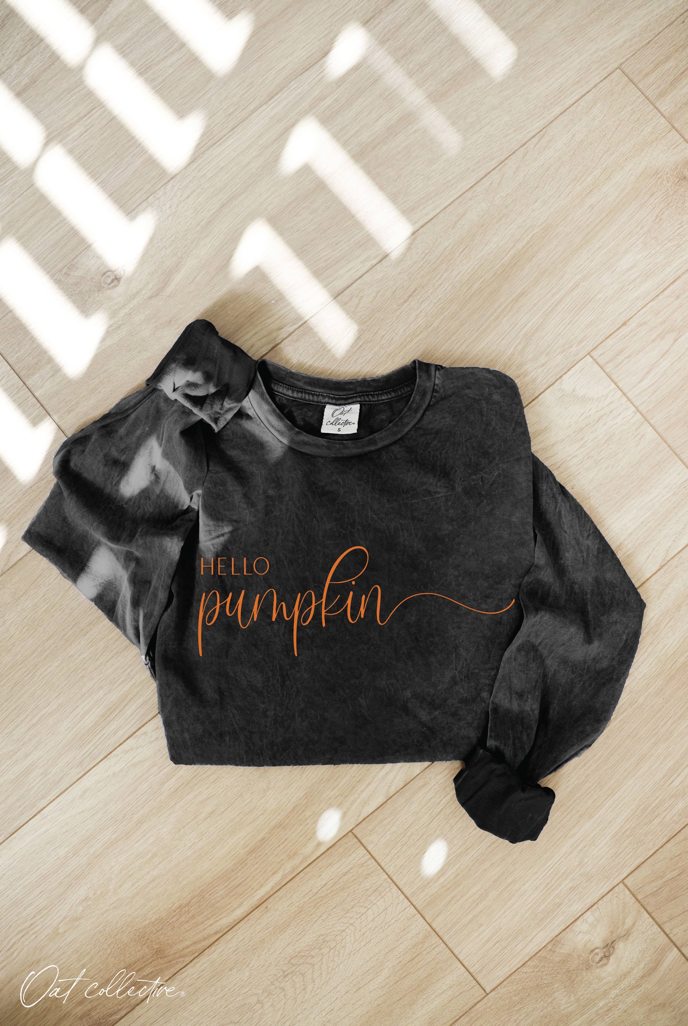 Hello Pumpkin Mineral Washed Graphic - Adult & Kids T-Shirts, Sweatshirts & Hoodies apparel design preview 1