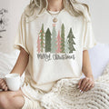 Retro Merry Christmas Trees, Pastels, Star, - Adult & Kids T-Shirts, Sweatshirts & Hoodies apparel design preview 1