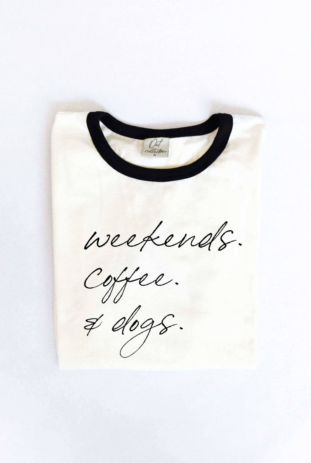 Weekends Coffee and Dogs Ringer Graphic - Adult & Kids T-Shirts, Sweatshirts & Hoodies apparel design preview 1