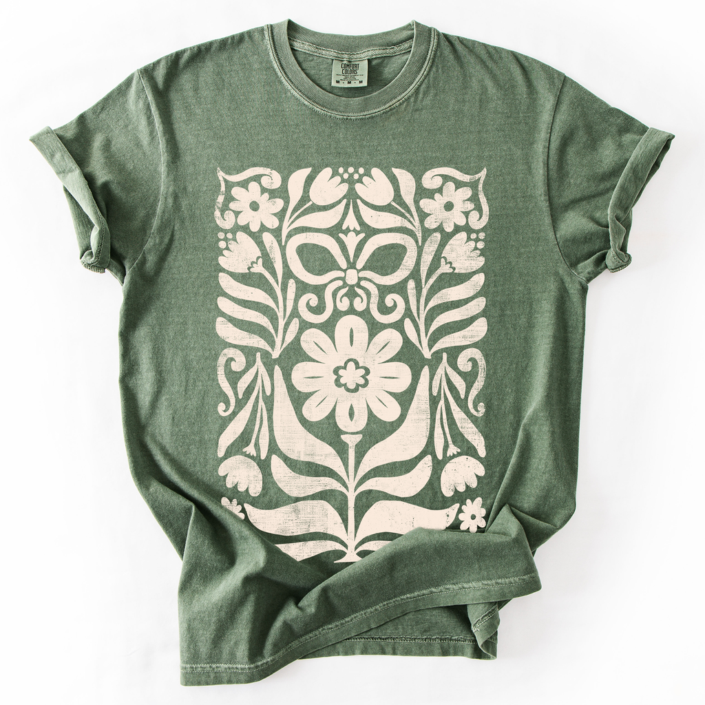 Vintage Folk Flower Pattern, Boho, Nature - Adult & Kids T-Shirts, Sweatshirts & Hoodies apparel design preview 1