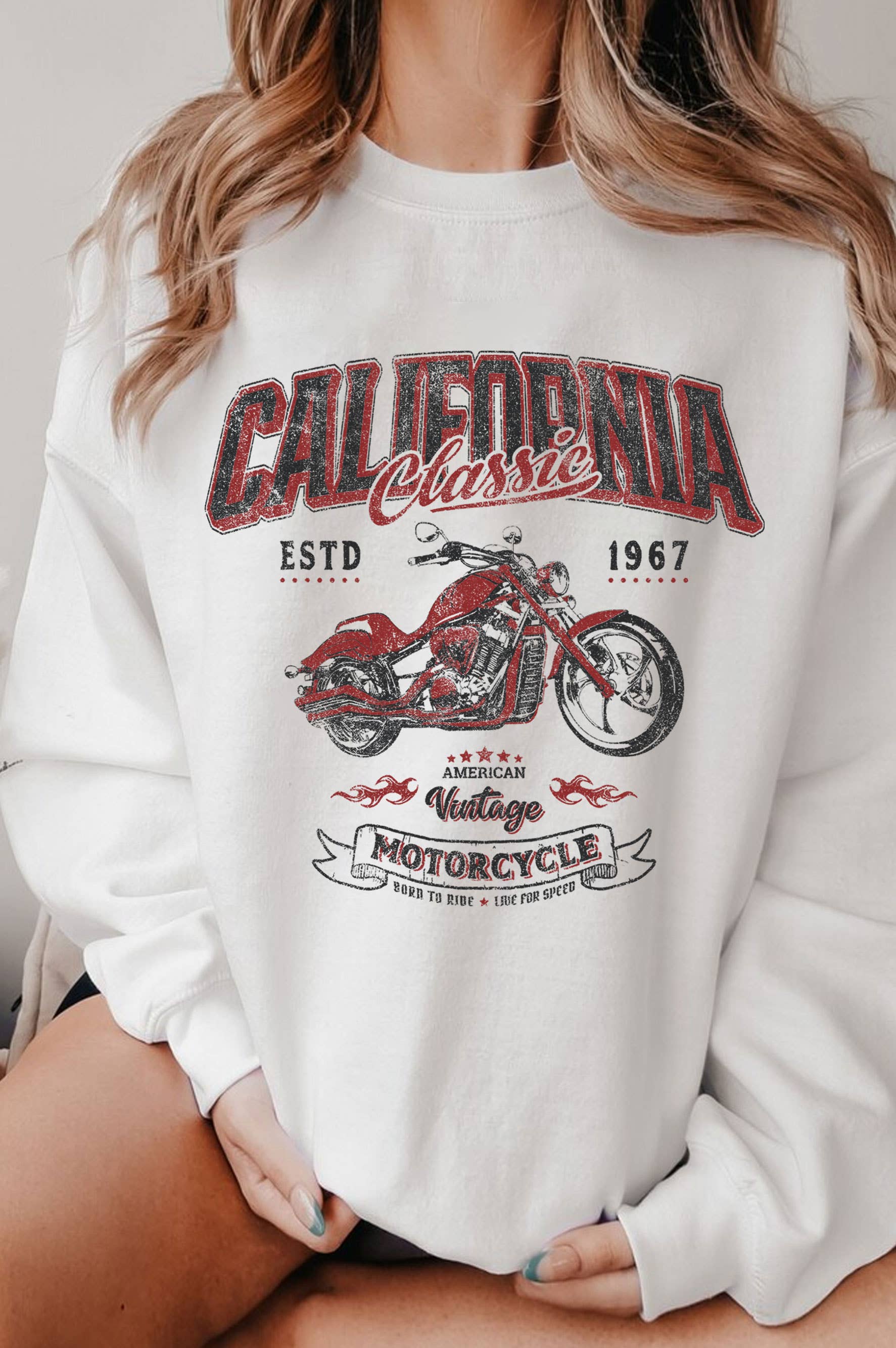 California Classic Motorcycle Graphic Brushed - Adult & Kids T-Shirts, Sweatshirts & Hoodies apparel design preview 1