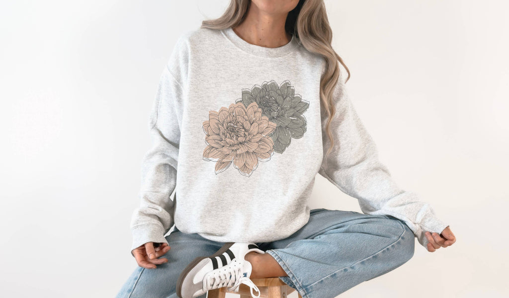 Grunge Fall Floral Crew Neck - Adult & Kids T-Shirts, Sweatshirts & Hoodies apparel design preview 1