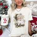 Retro Santa, Believe, Christmas, Leopard Print, - Adult & Kids T-Shirts, Sweatshirts & Hoodies apparel design preview 1