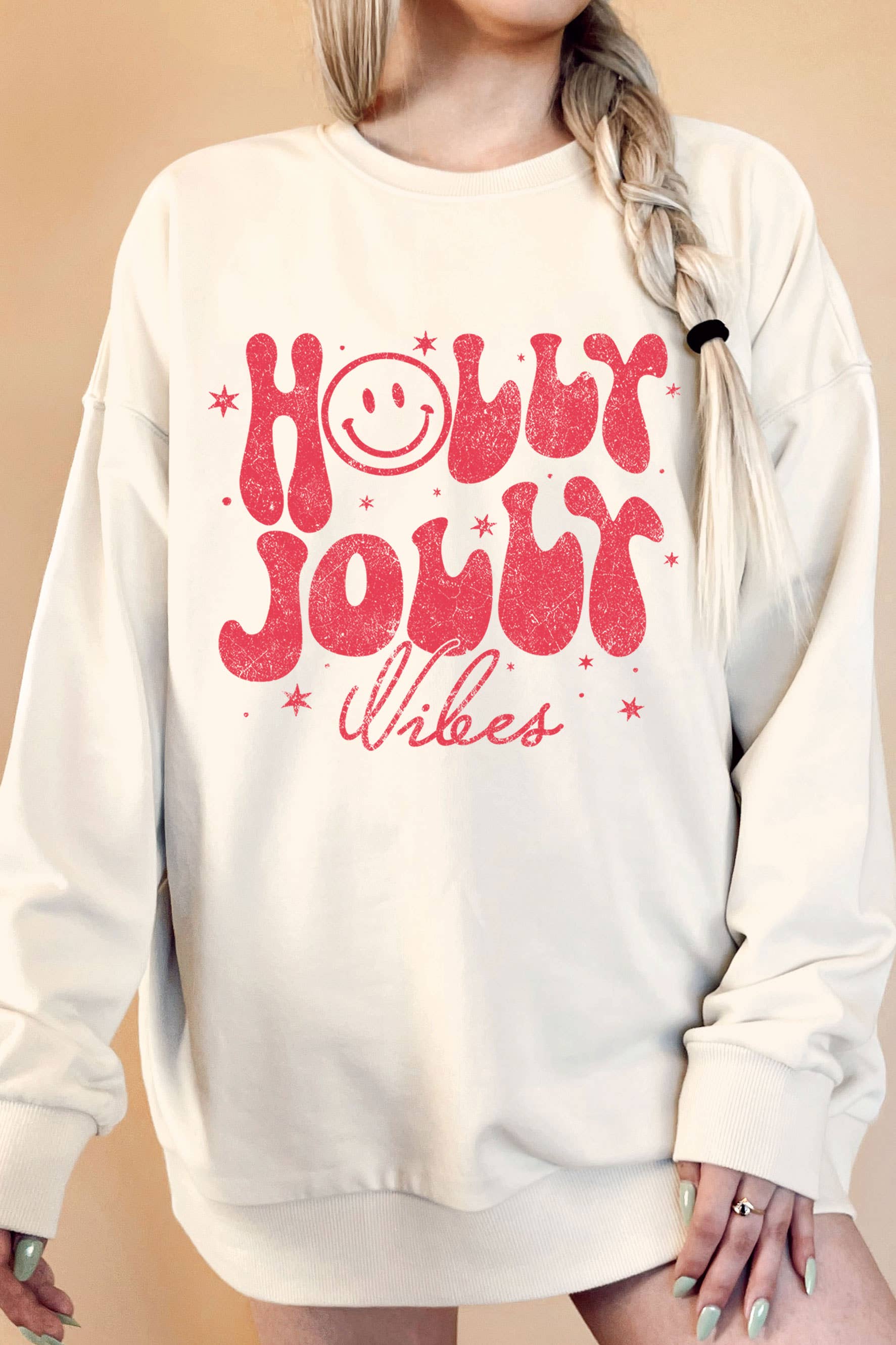 Holly Jolly Vibes Oversize Graphic Terry - Adult & Kids T-Shirts, Sweatshirts & Hoodies apparel design preview 1