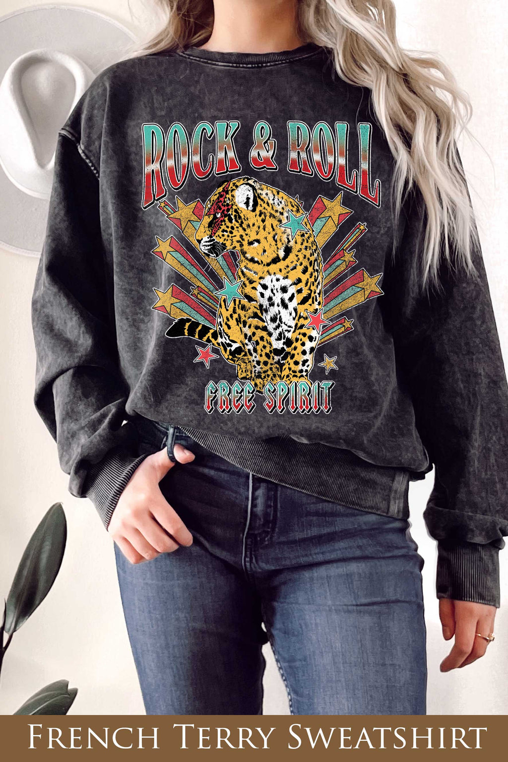 Rock and Roll Leopard Graphix Mineral Terry - Adult & Kids T-Shirts, Sweatshirts & Hoodies apparel design preview 1