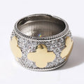 Gold Plated Textured Cz Four-Leaf Two-Tone Ring - Adult & Kids T-Shirts, Sweatshirts & Hoodies apparel design preview 1