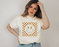 Camel Checker Happy Face Fall Holiday Graphic - Adult & Kids T-Shirts, Sweatshirts & Hoodies apparel design preview 1