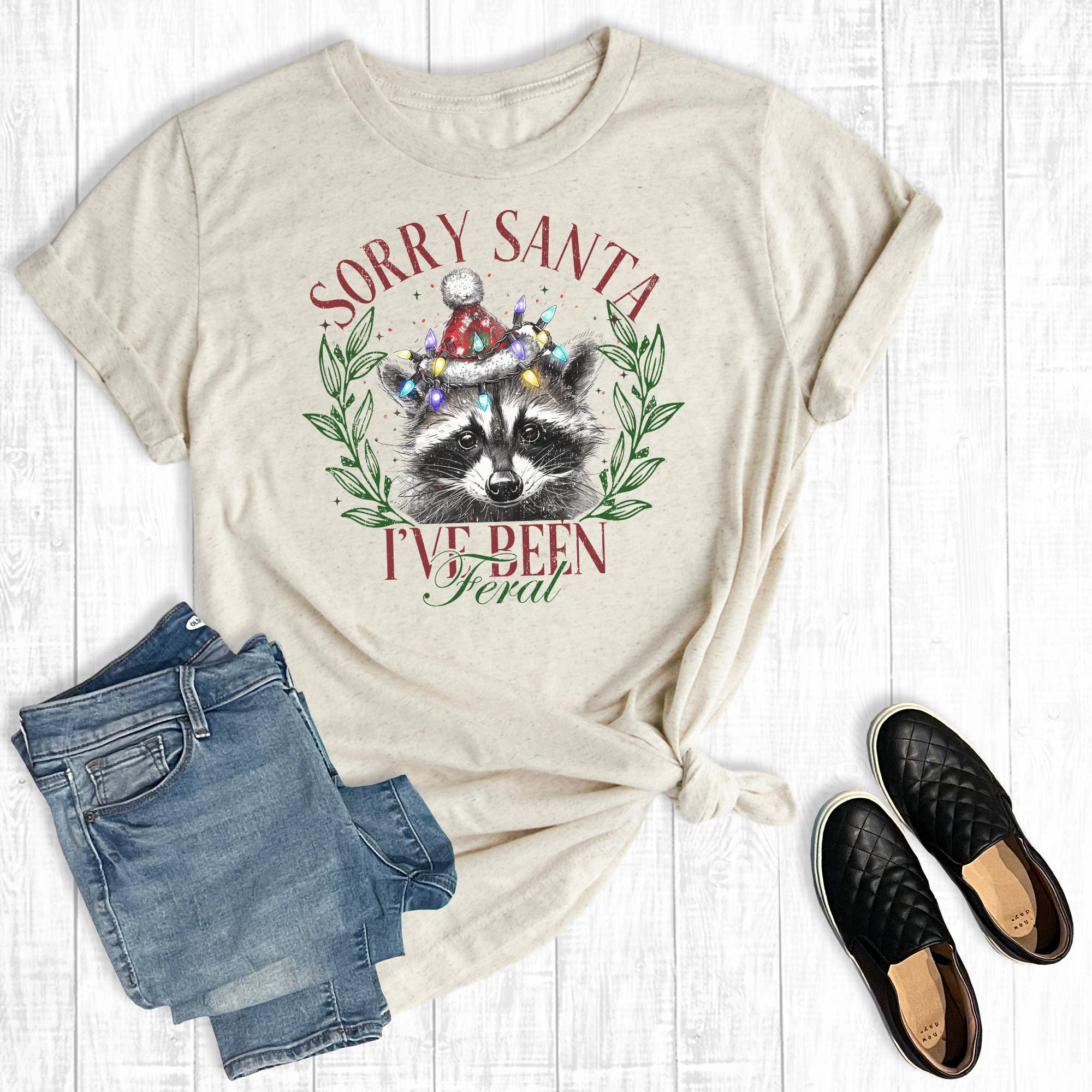 Christmas Sorry Santa I've Been Feral Graphic - Adult & Kids T-Shirts, Sweatshirts & Hoodies apparel design preview 1