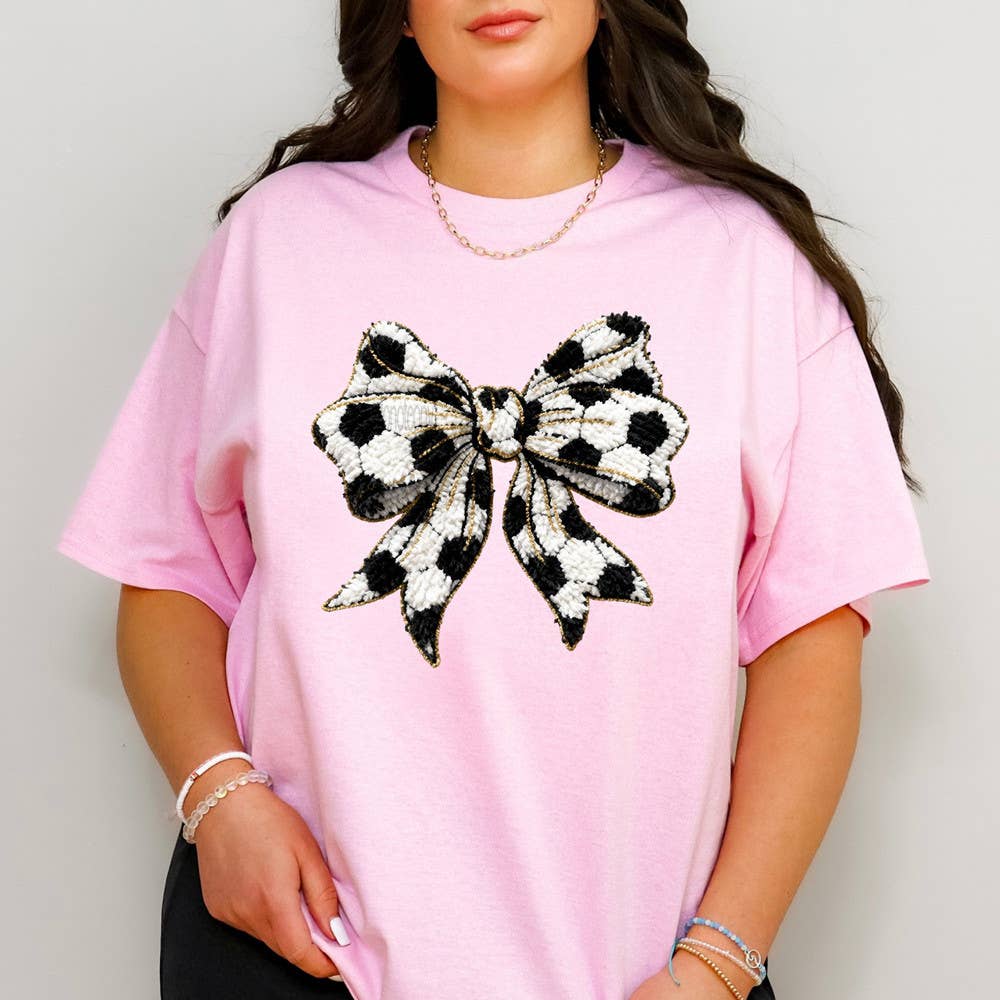 Faux Yarn Black White Soccer Bow - Adult & Kids T-Shirts, Sweatshirts & Hoodies apparel design preview 1