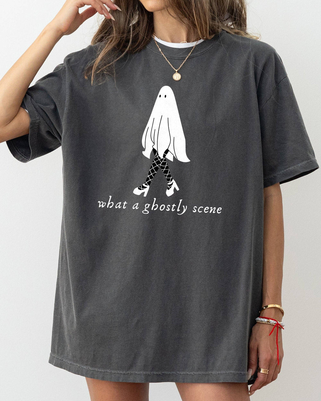 What A Ghostly Scene, Spooky, Skeleton, Halloween - Adult & Kids T-Shirts, Sweatshirts & Hoodies apparel design preview 1