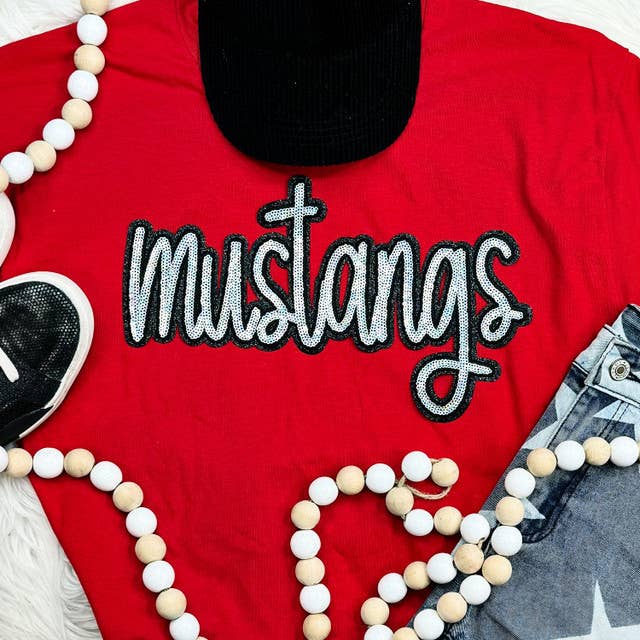 Mustangs Sequin Patch Red Everyday - Adult & Kids T-Shirts, Sweatshirts & Hoodies apparel design preview 1