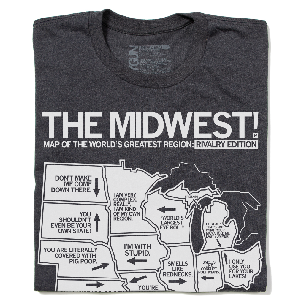 Midwest Rivalry Map - Adult & Kids T-Shirts, Sweatshirts & Hoodies apparel design preview 1