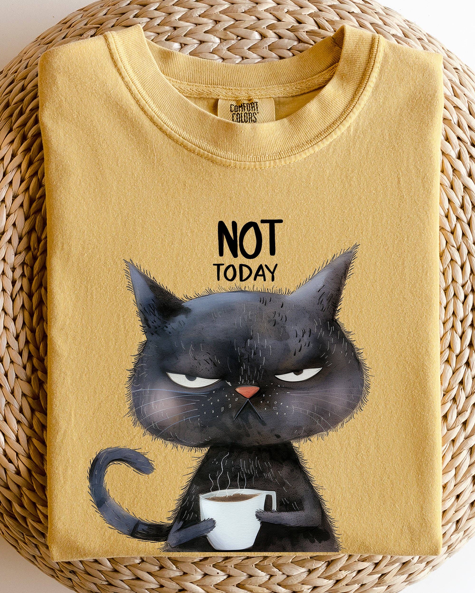 Not Today, Cat, Grumpy, Coffee, Funny, Meme - Adult & Kids T-Shirts, Sweatshirts & Hoodies apparel design preview 1