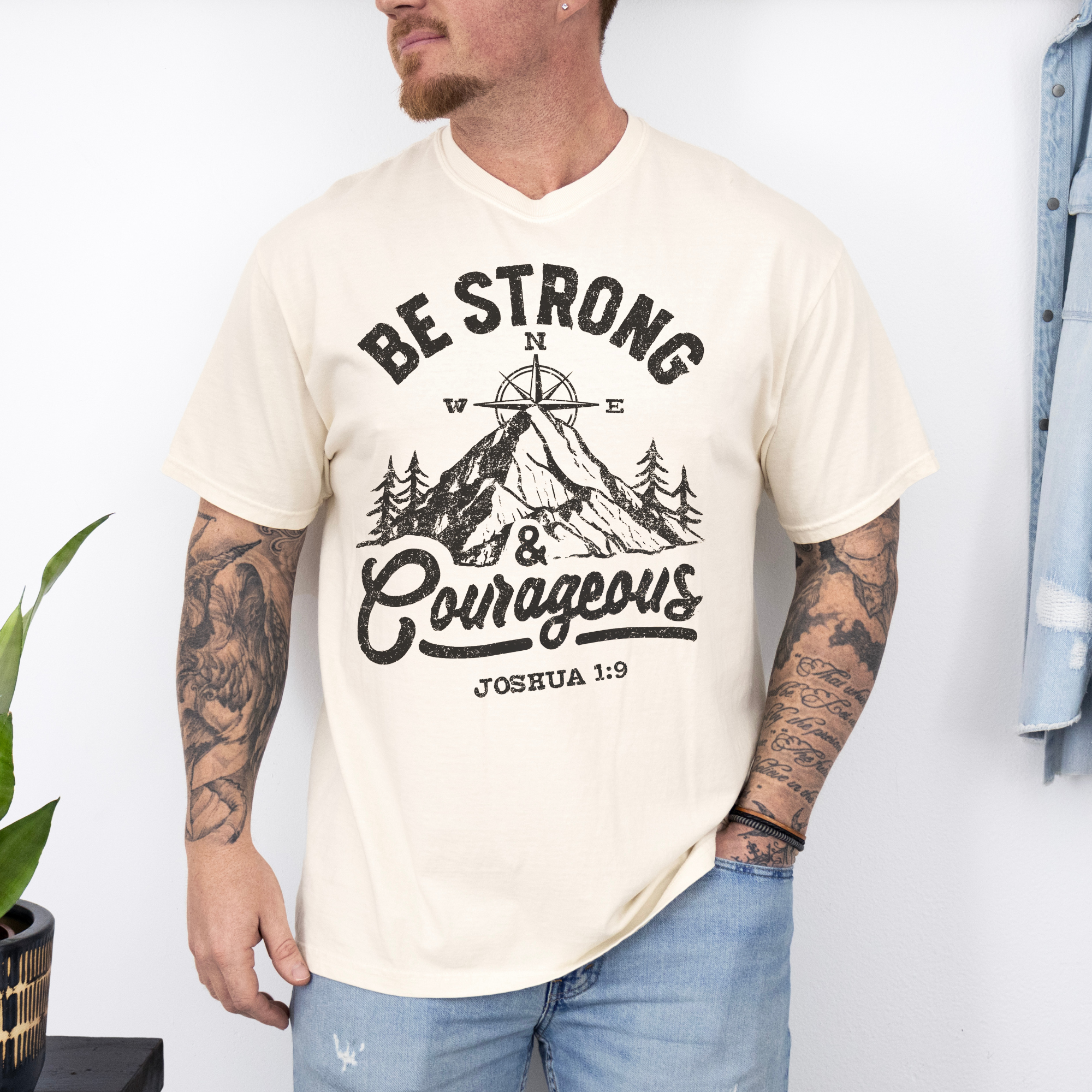 Father's Day: Be Strong Joshua 1:9 On Comfort Colors - Adult & Kids T-Shirts, Sweatshirts & Hoodies apparel design preview 1