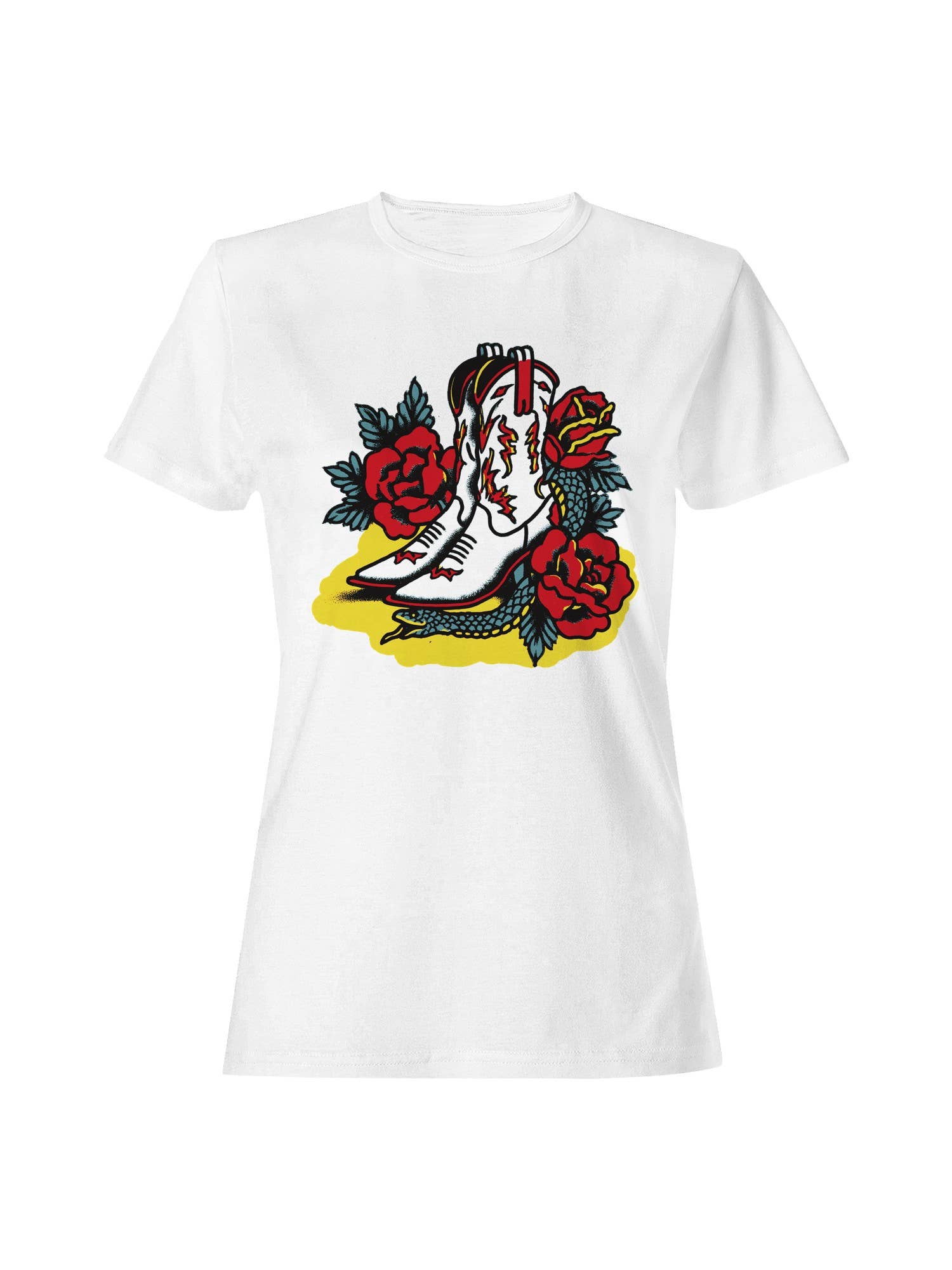 Western Boots with Roses Art Women's - Adult & Kids T-Shirts, Sweatshirts & Hoodies apparel design preview 1