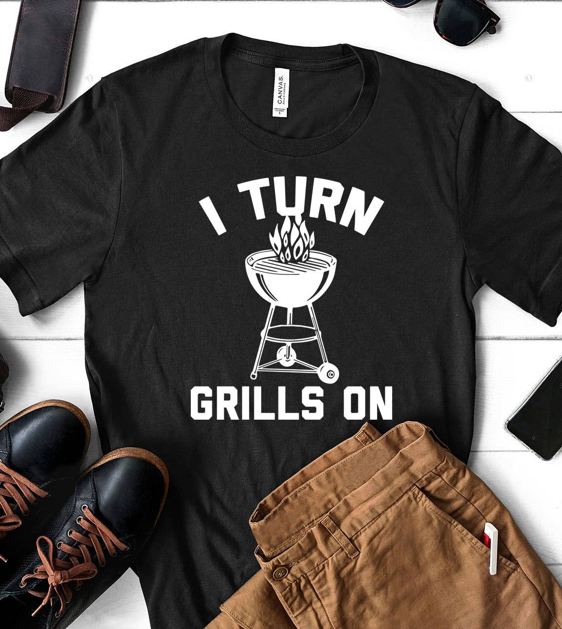 I Turn Grills On Dad Father's Day Gift Cookout Fun - Adult & Kids T-Shirts, Sweatshirts & Hoodies apparel design preview 1