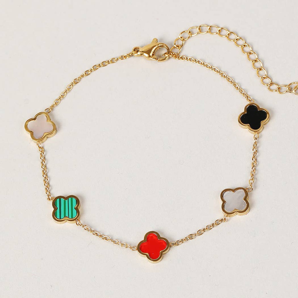 Colorful Clover Gold Tone Outline Chain Bracelet - Adult & Kids T-Shirts, Sweatshirts & Hoodies apparel design preview 1