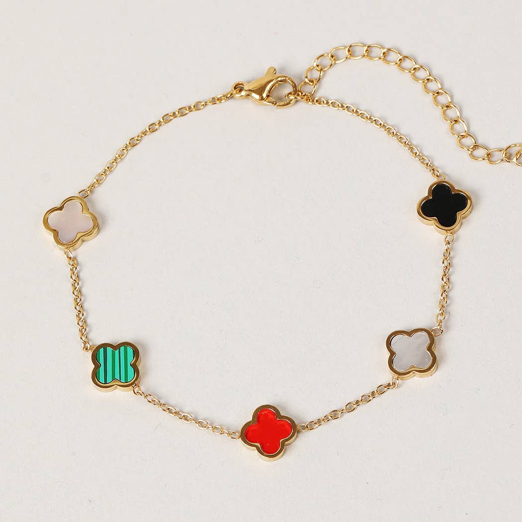 Colorful Clover Gold Tone Outline Chain Bracelet - Adult & Kids T-Shirts, Sweatshirts & Hoodies apparel design preview 1