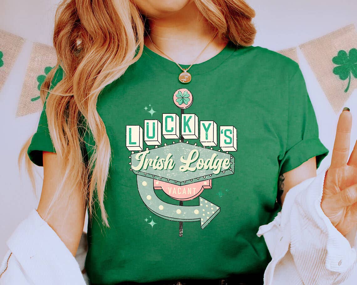 St Patricks Day Luckys Irish Lodge Retro - Adult & Kids T-Shirts, Sweatshirts & Hoodies apparel design preview 1
