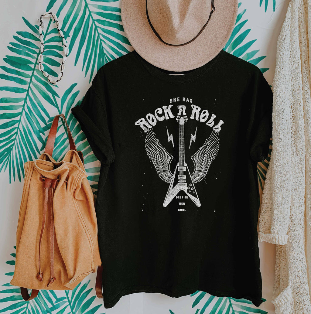 She Has Rock N Roll Deep in Her Soul Graphic - Adult & Kids T-Shirts, Sweatshirts & Hoodies apparel design preview 1