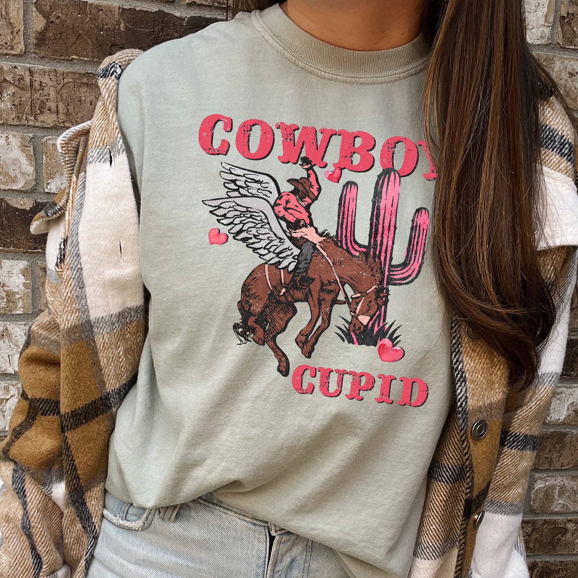 Cowboy Cupid, Horse, Western, Country, Comfort Colors - Adult & Kids T-Shirts, Sweatshirts & Hoodies apparel design preview 1