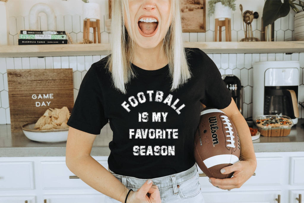 Football Is My Favorite Season Black Gameday Graphic - Adult & Kids T-Shirts, Sweatshirts & Hoodies apparel design preview 1