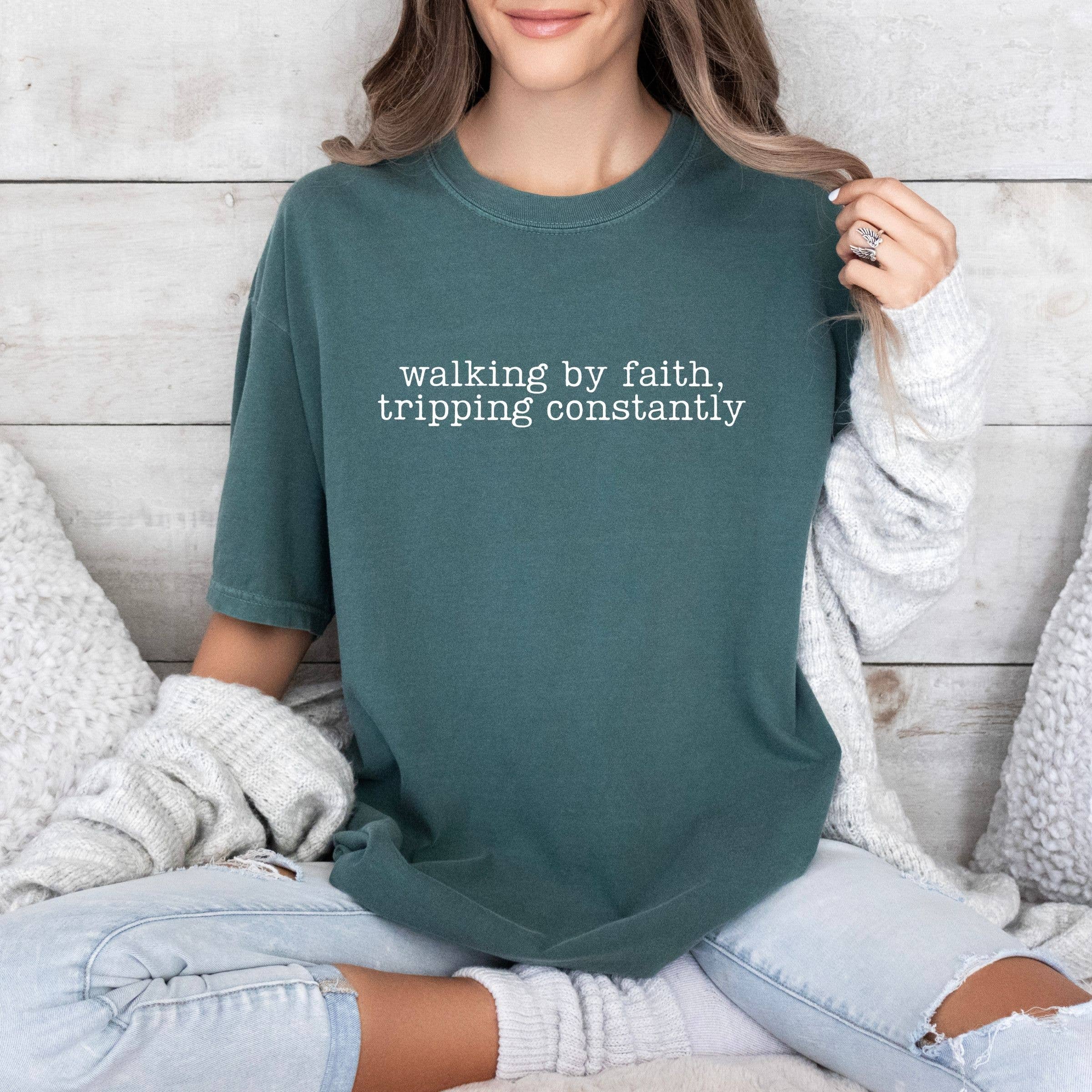 Walking By Faith Tripping Constantly Graphic Spring - Adult & Kids T-Shirts, Sweatshirts & Hoodies apparel design preview 1