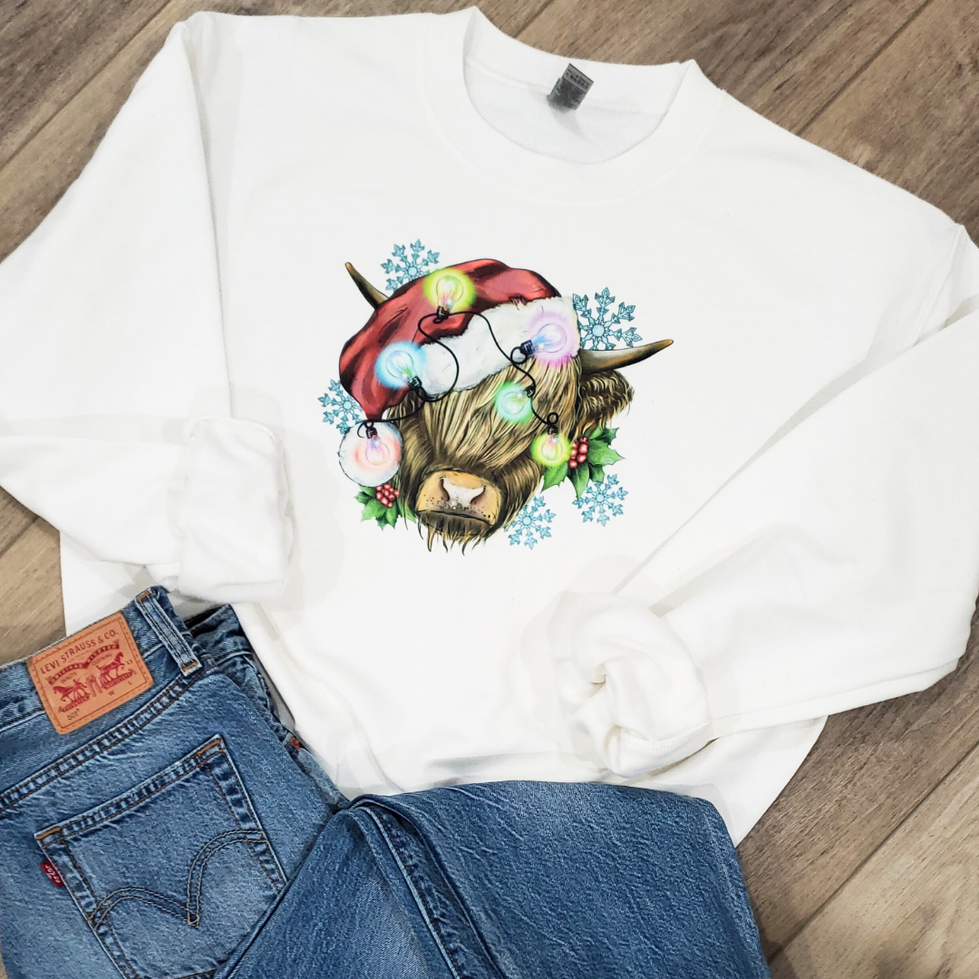 Highland Cow Christmas Graphic - Adult & Kids T-Shirts, Sweatshirts & Hoodies apparel design preview 1