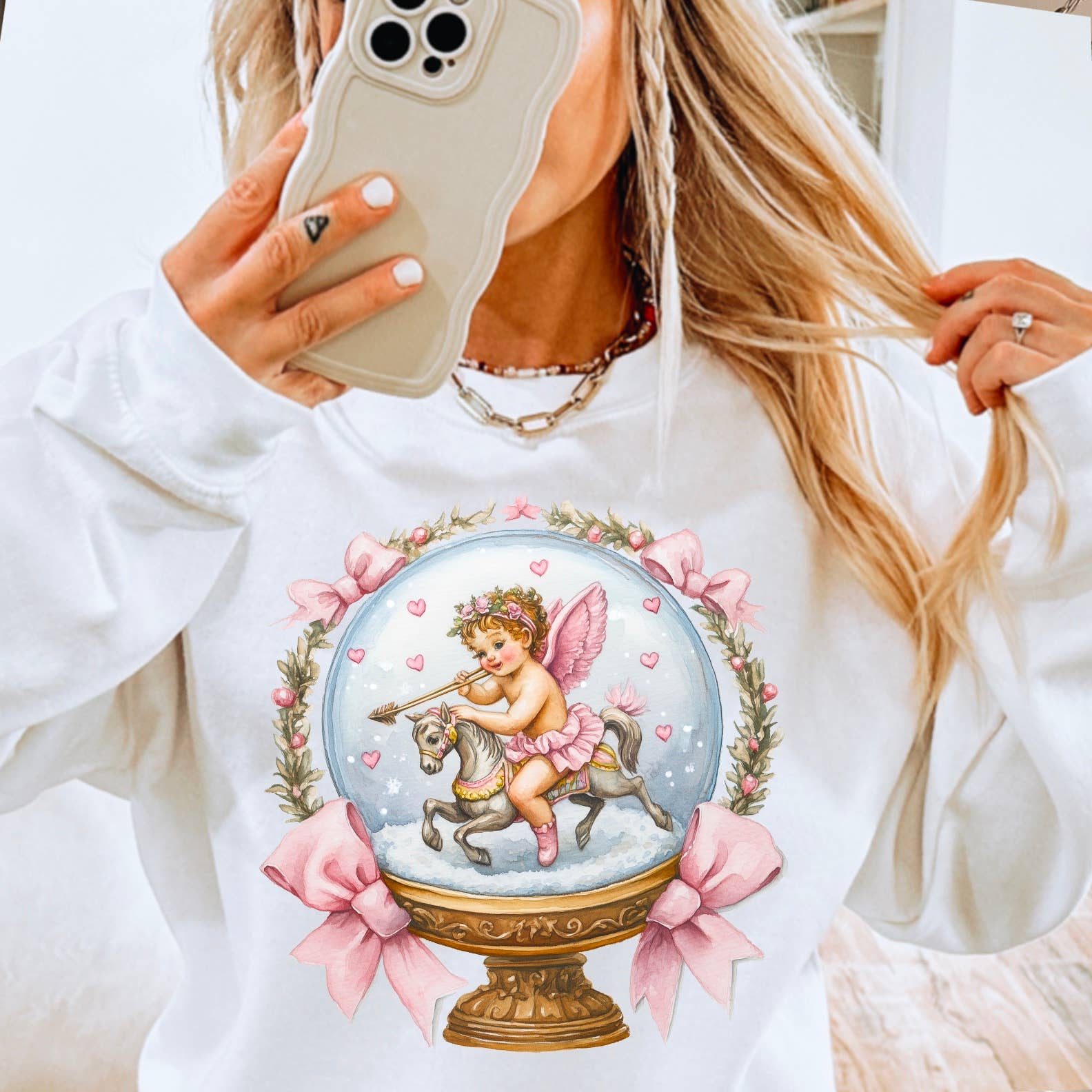 Valentine's Day Cupid Coquette - Adult & Kids T-Shirts, Sweatshirts & Hoodies apparel design preview 1
