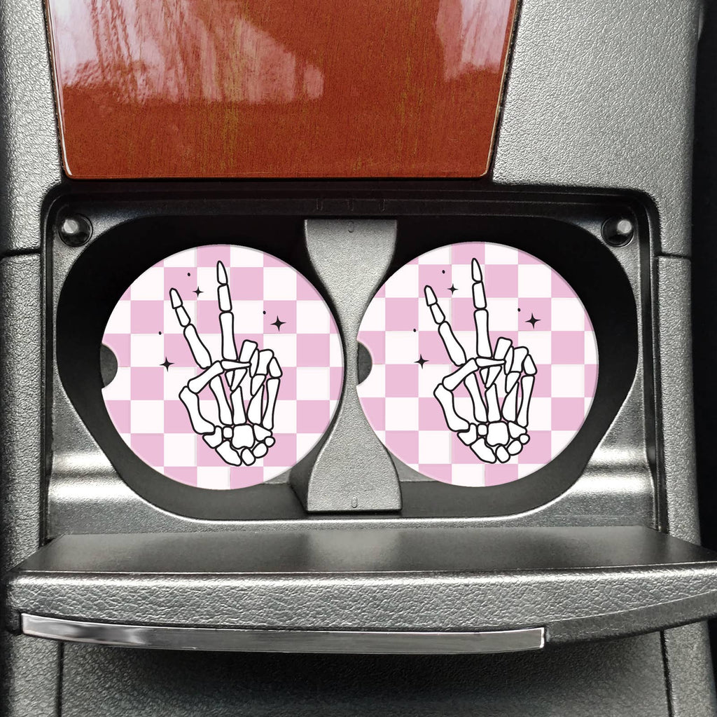 Peace Sign Hands Skeleton Car Coasters - Adult & Kids T-Shirts, Sweatshirts & Hoodies apparel design preview 1