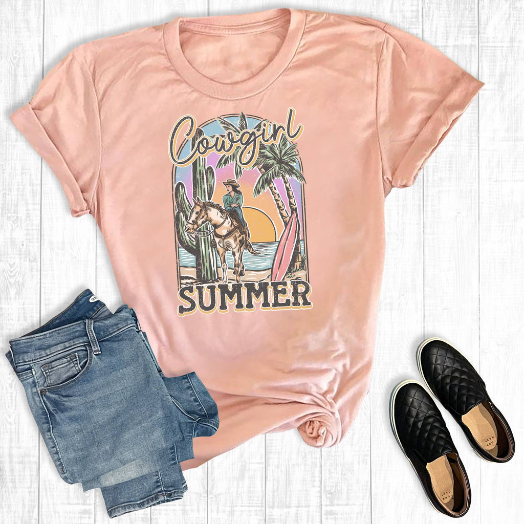 Western Cowgirl Summer Graphic - Adult & Kids T-Shirts, Sweatshirts & Hoodies apparel design preview 1