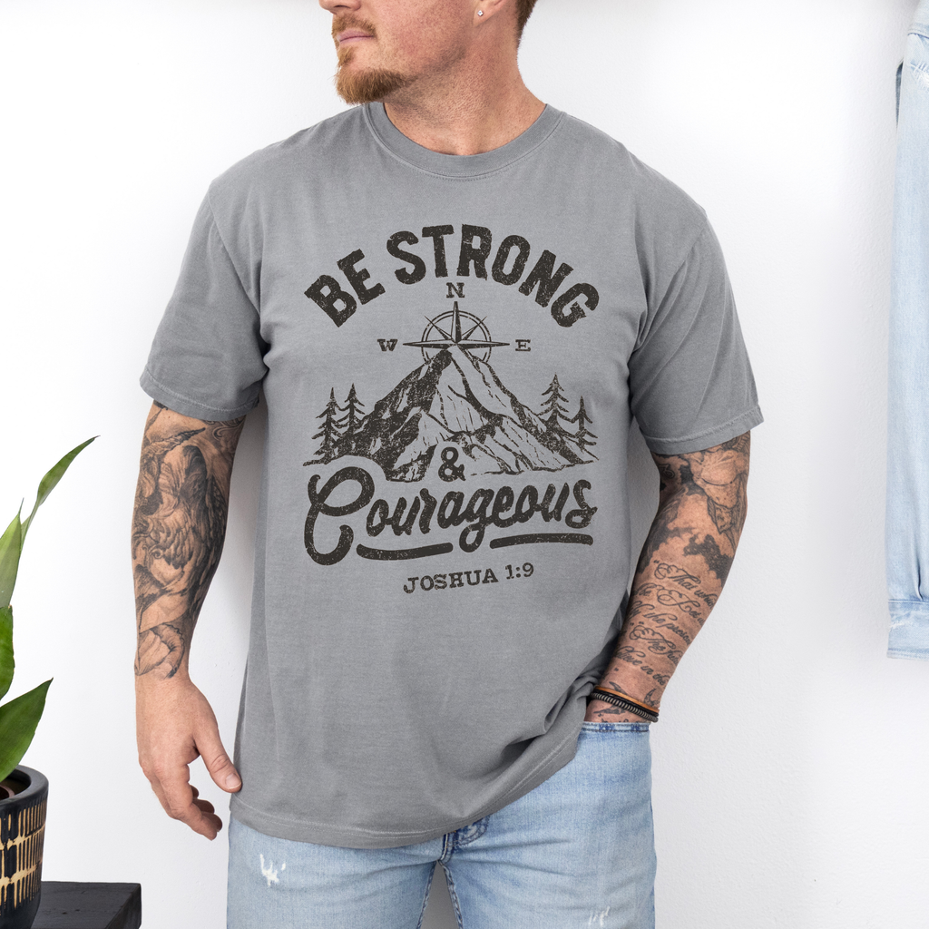 Father's Day: Be Strong Joshua 1:9 On Comfort Colors - Adult & Kids T-Shirts, Sweatshirts & Hoodies apparel design preview 1