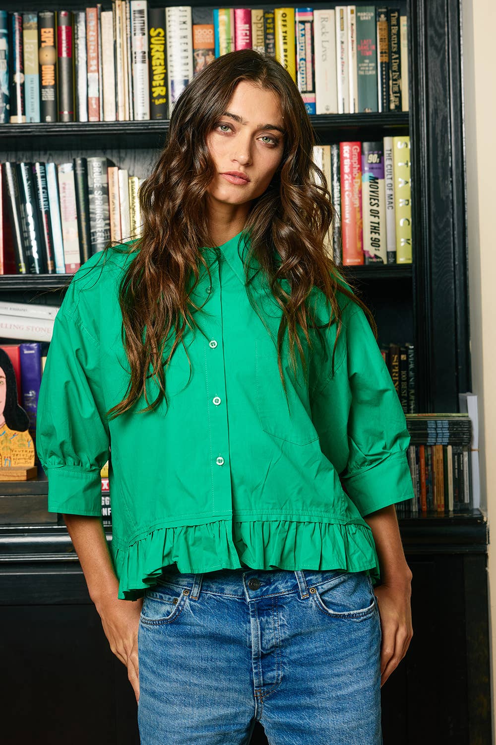 IT2444E Ruffled Hem Solid Poplin Blouse Top - Adult & Kids T-Shirts, Sweatshirts & Hoodies apparel design preview 1