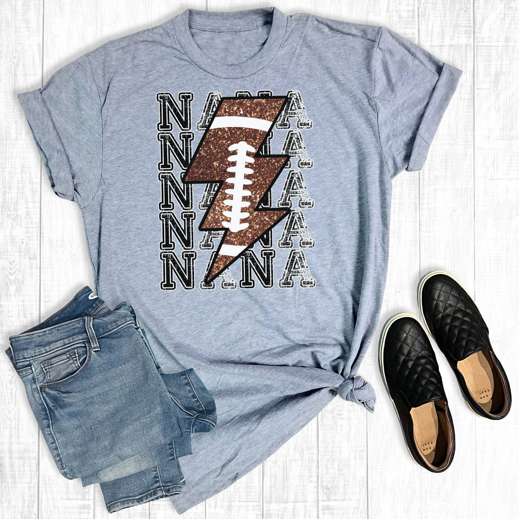 Football Nana Lightning Bolt - Adult & Kids T-Shirts, Sweatshirts & Hoodies apparel design preview 1