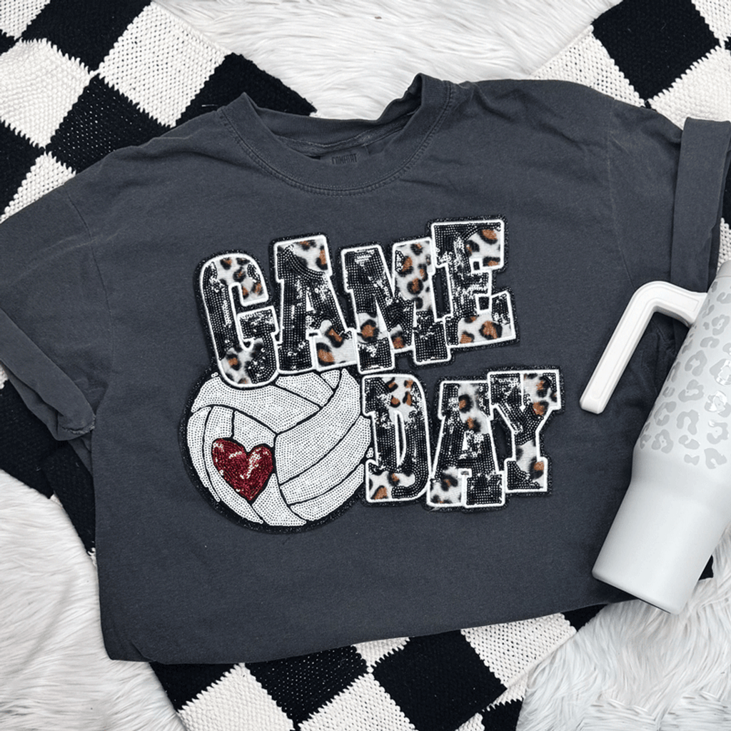 Volleyball Leopard Sequins - Adult & Kids T-Shirts, Sweatshirts & Hoodies apparel design preview 1