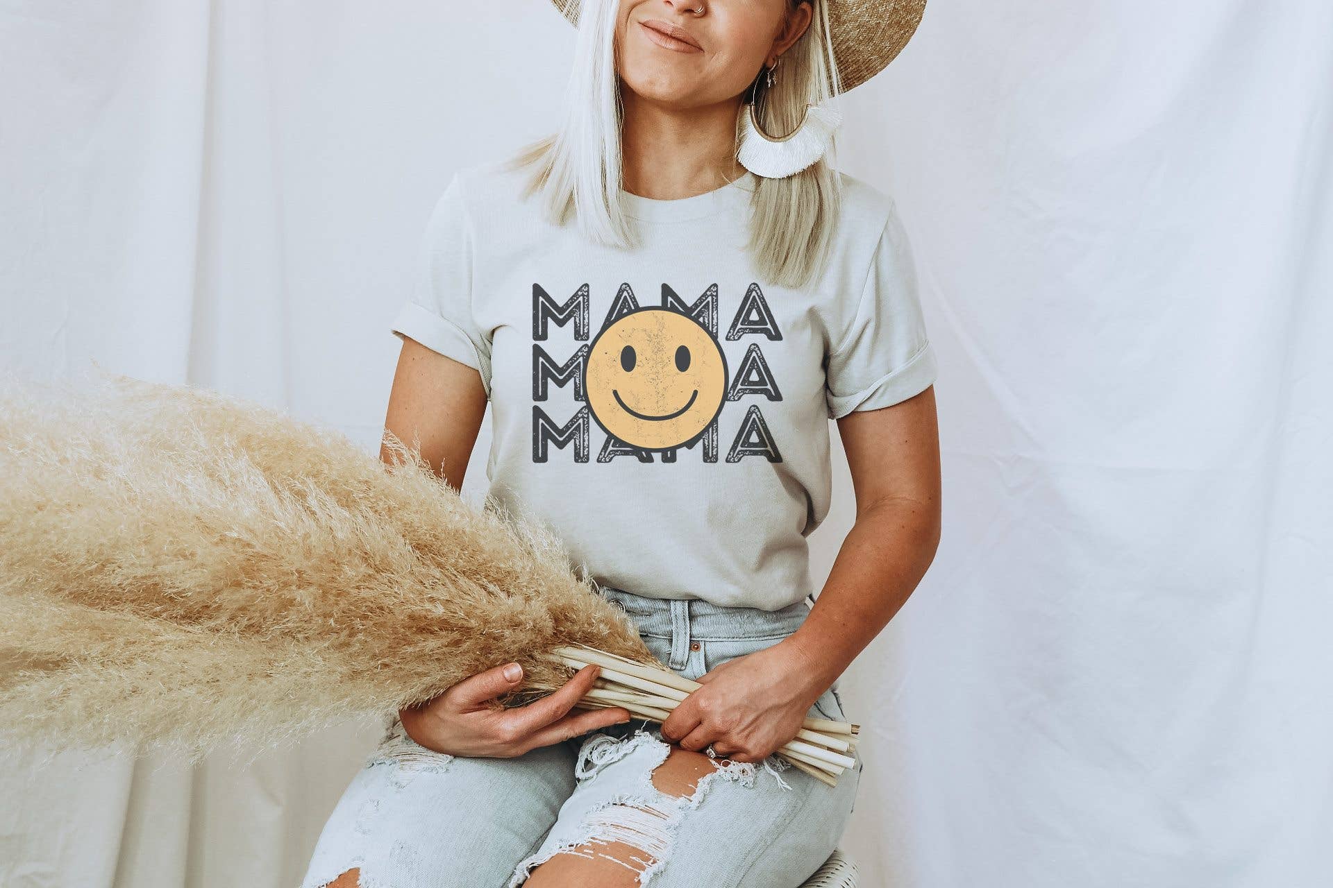 Retro Mama Happy Face Mom Life Graphic - Adult & Kids T-Shirts, Sweatshirts & Hoodies apparel design preview 1