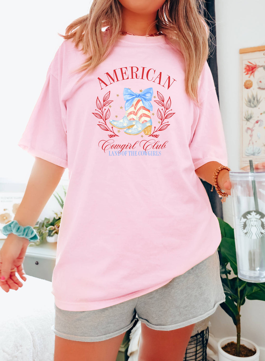 Americana, Western, Fourth of July, Land the Cowgirls - Adult & Kids T-Shirts, Sweatshirts & Hoodies apparel design preview 1