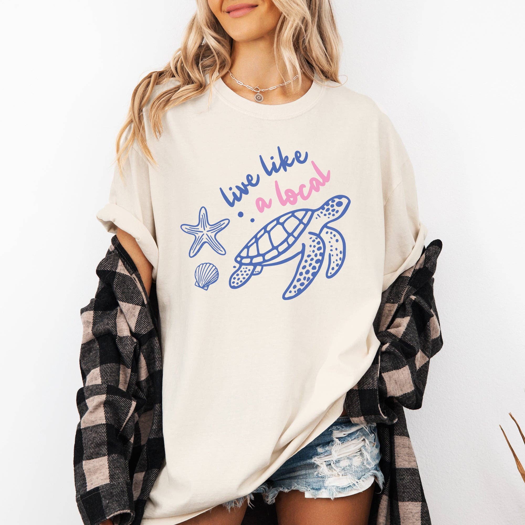 Live Like A Local, Beach, Sea Turtle, Summer, Ocean - Adult & Kids T-Shirts, Sweatshirts & Hoodies apparel design preview 1