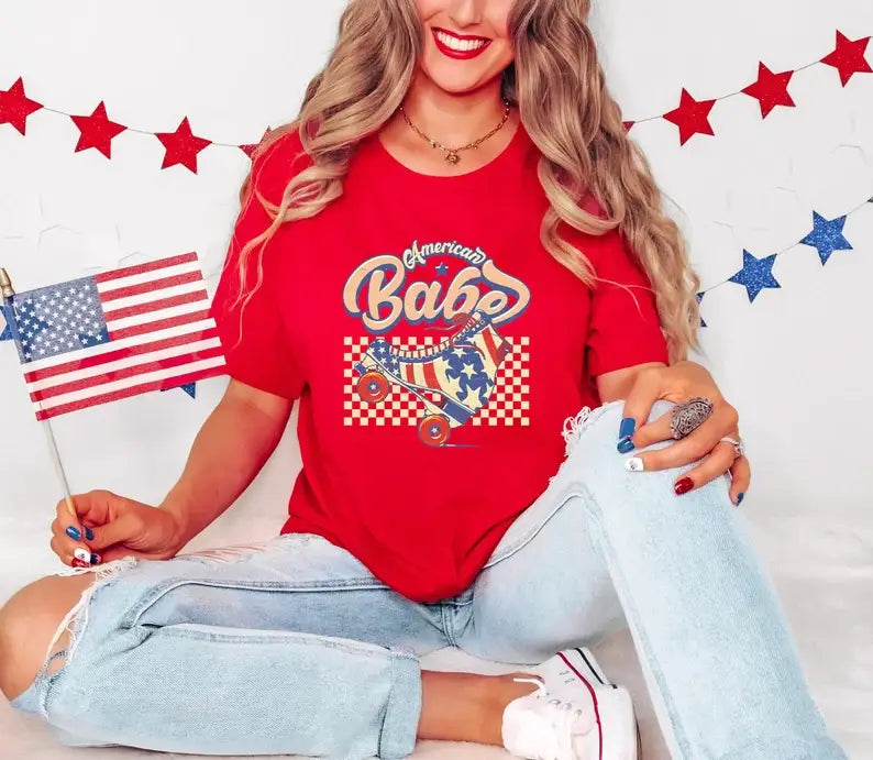 American Babe Roller Skating - Adult & Kids T-Shirts, Sweatshirts & Hoodies apparel design preview 1