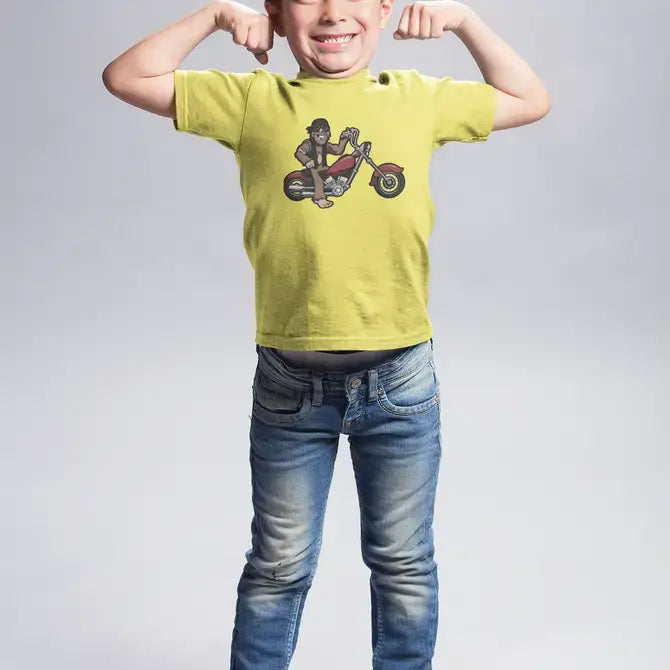 Sammie Squatch "Biker" (Yellow) - Adult & Kids T-Shirts, Sweatshirts & Hoodies apparel design preview 1