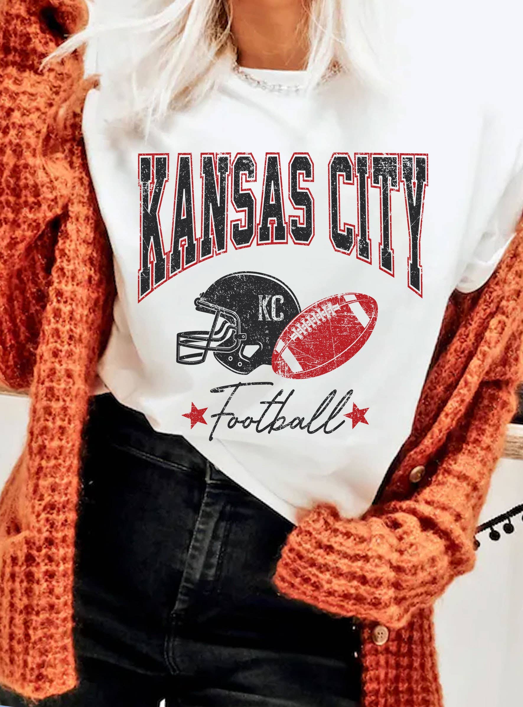 Kansas City Football Graphic - Adult & Kids T-Shirts, Sweatshirts & Hoodies apparel design preview 1