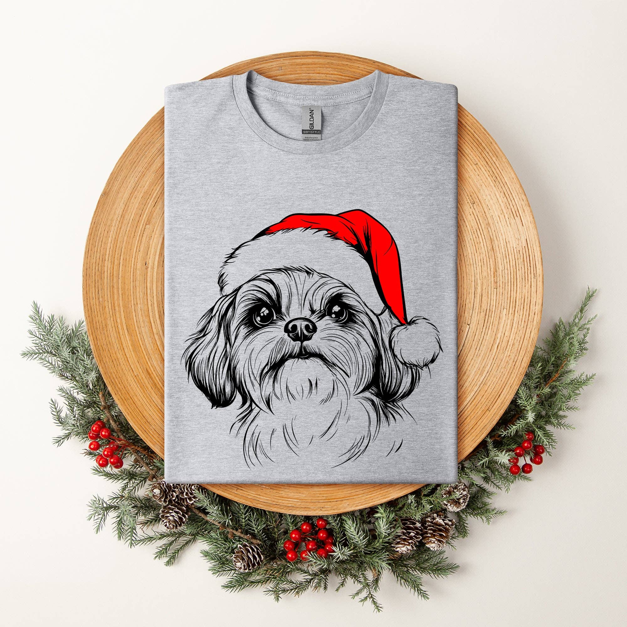 Shih Tzu, Santa, Dog, Christmas, Lover, Pet - Adult & Kids T-Shirts, Sweatshirts & Hoodies apparel design preview 1