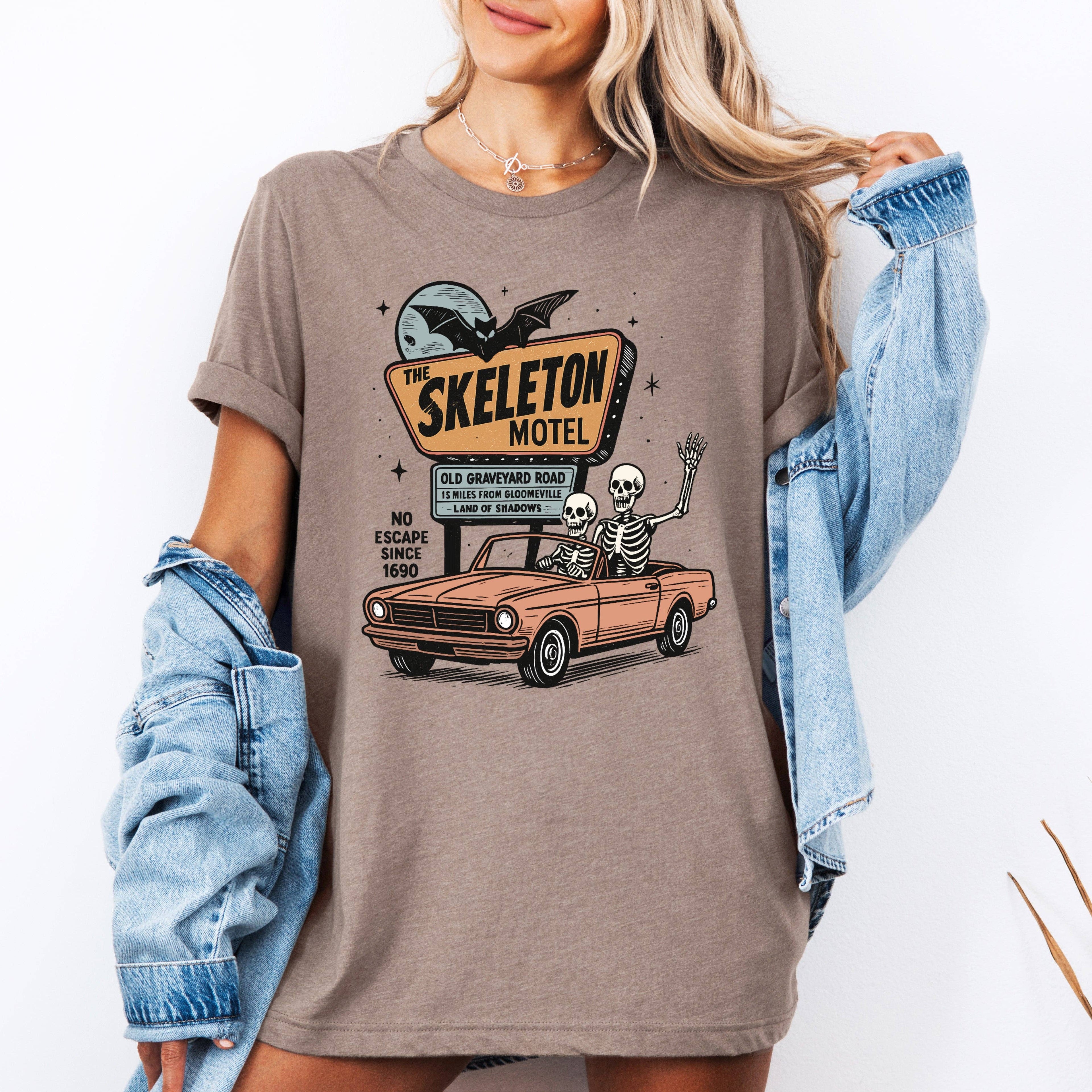 The Skeleton Motel, Spooky, Halloween, - Adult & Kids T-Shirts, Sweatshirts & Hoodies apparel design preview 1