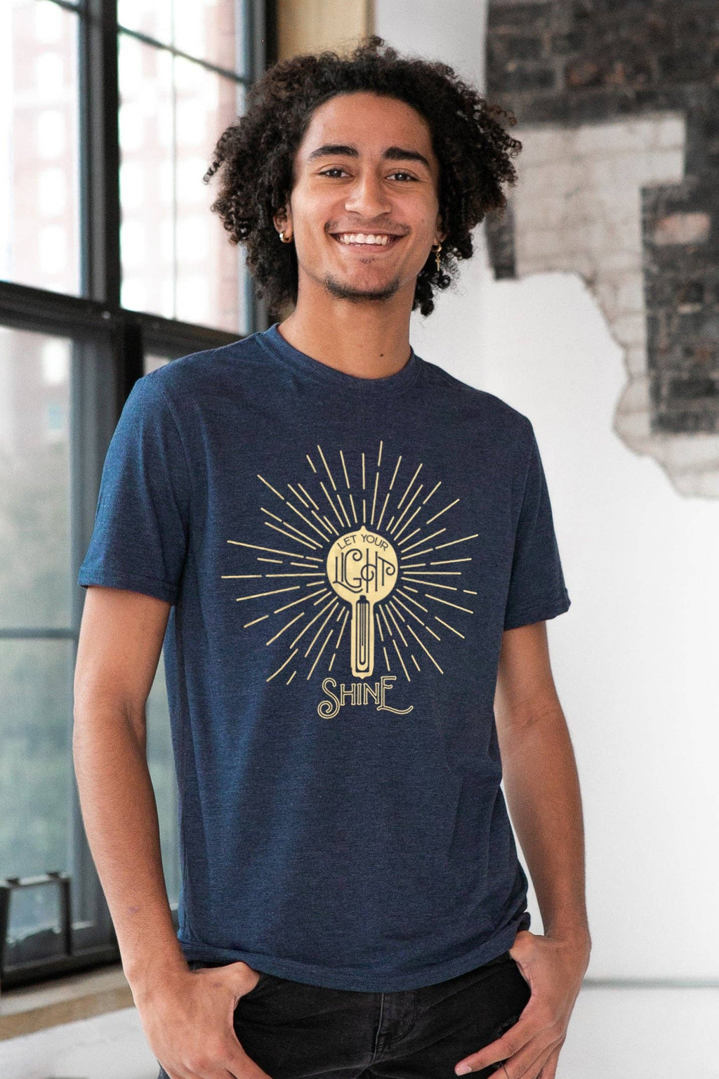 Let Your Light Shine Gold Foil Unisex Eco-Triblend - Adult & Kids T-Shirts, Sweatshirts & Hoodies apparel design preview 1