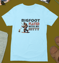 Bigfoot Played with My Kitty (Light Blue) - Adult & Kids T-Shirts, Sweatshirts & Hoodies apparel design preview 1