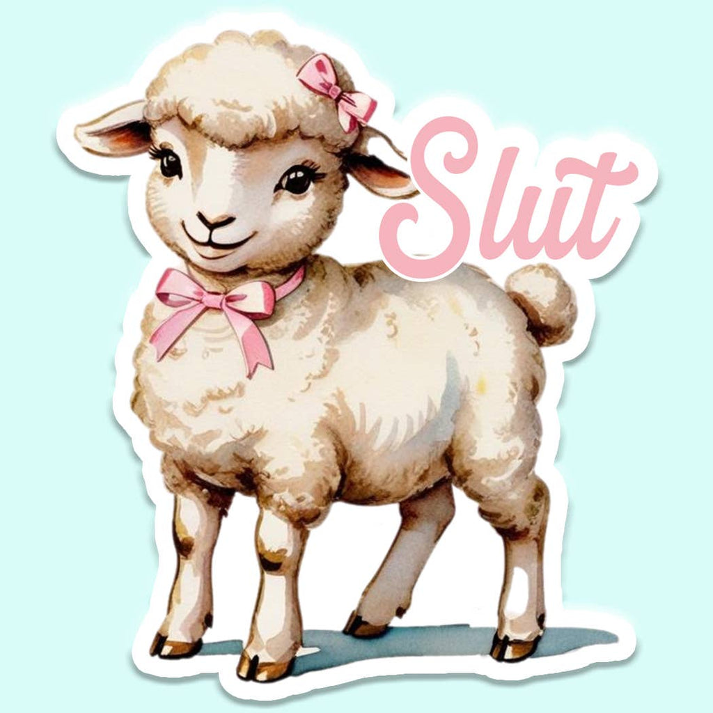 Slut Sticker Decal, Funny Cute Vintage Lamb - Adult & Kids T-Shirts, Sweatshirts & Hoodies apparel design preview 1